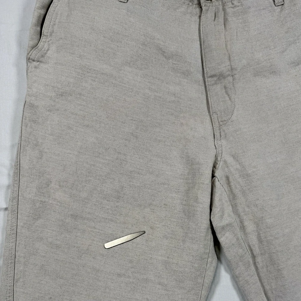 Nautica Men's 34x32 Beige Linen Cotton Pants Flat Front Chinos‎